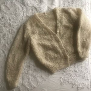 Boucle wool knit cardigan